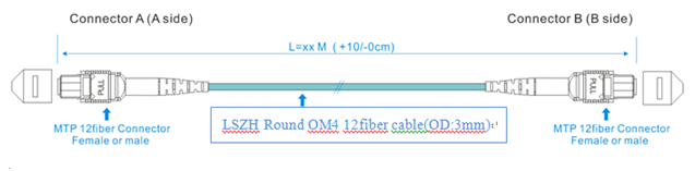 MPO MTP Fiber Optic Patch Cord with Tie Rod